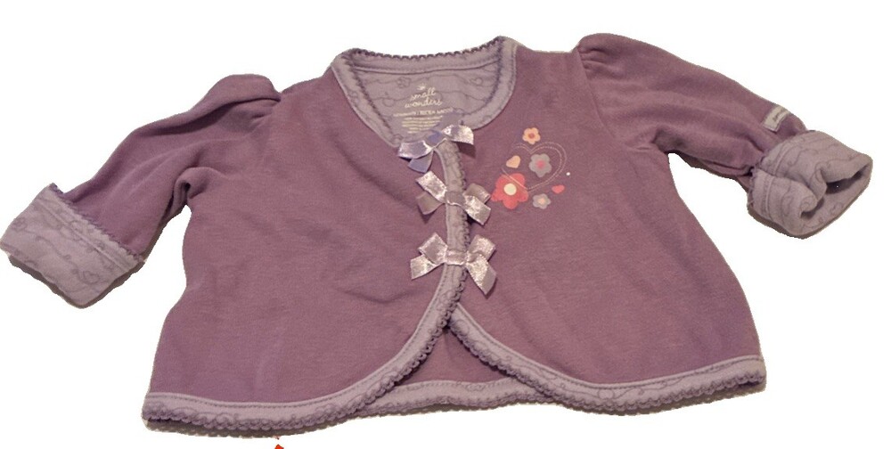 Small Wonders Newborn Purple sweater with Flower Embroidery
